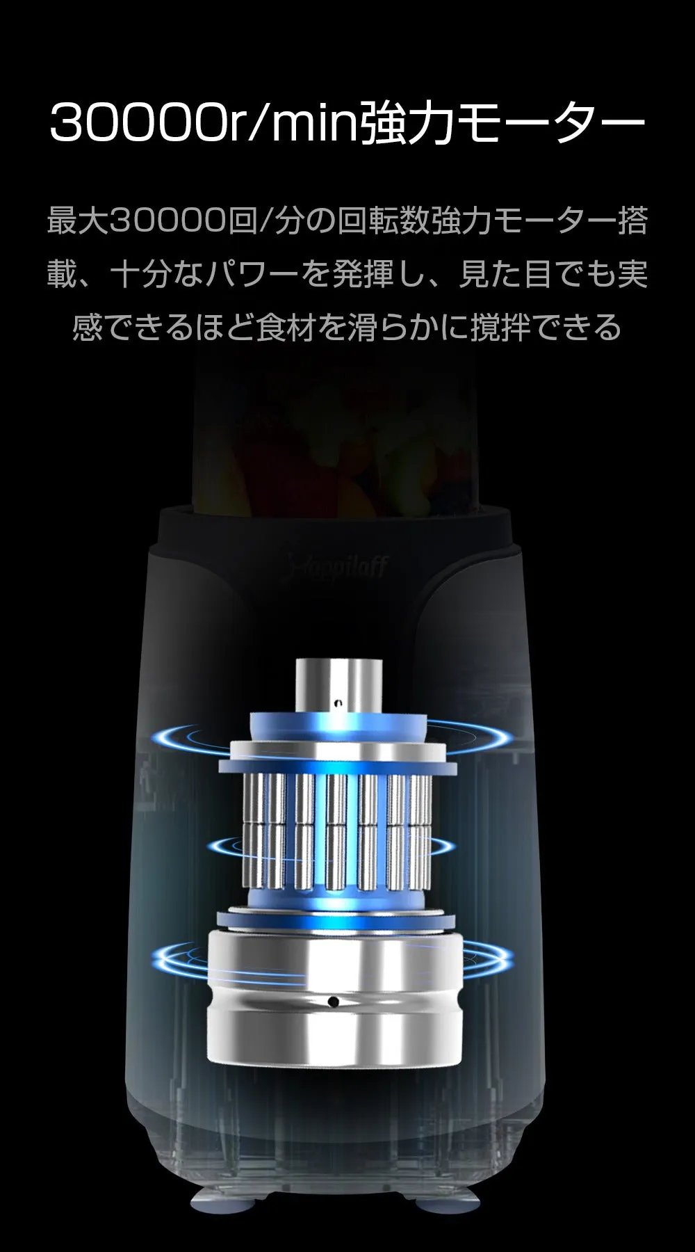 Happilaff PC-2110 一台三役ブレンダー ジューサー ミル｜850W・氷も砕ける・3ボトル付属