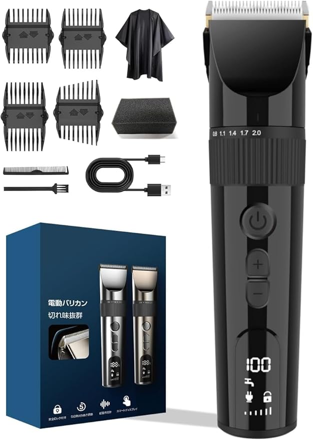 Happilaff 防水ヘアクリッパー T666 | IPX7防水・安全ロック・8種類コーム付属・TYPE-C充電式-Happilaff