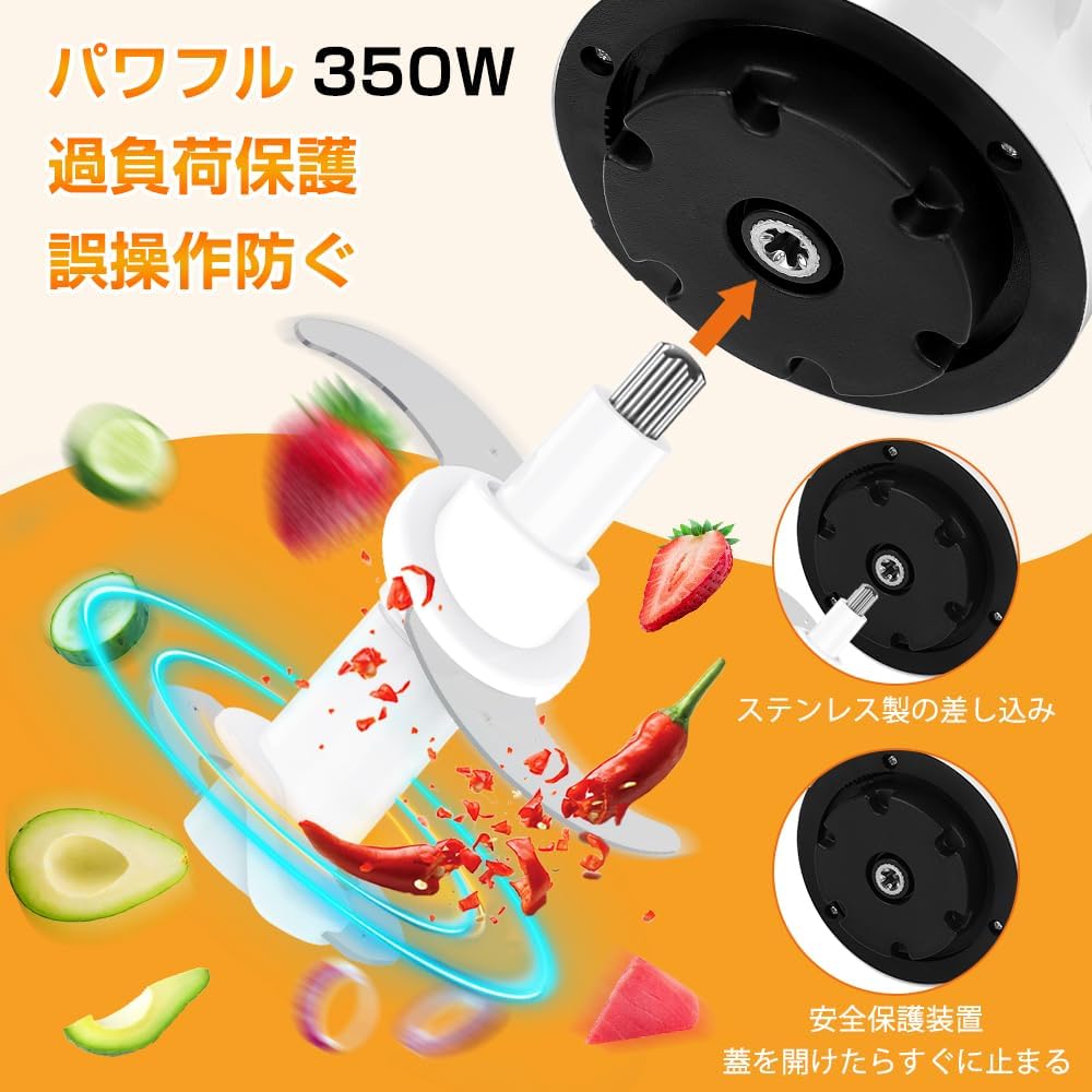 Happilaff マルチフードプロセッサー ‎CH-208 | 350W高速回転・600mlボトル・離乳食/スムージー対応-Happilaff