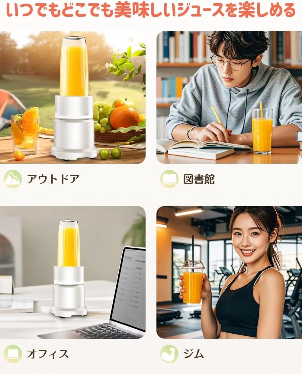 Happilaff ハイパワーブレンダー & ジューサー PC-2105 | 850W・氷も砕ける・670mlボトル2個付属