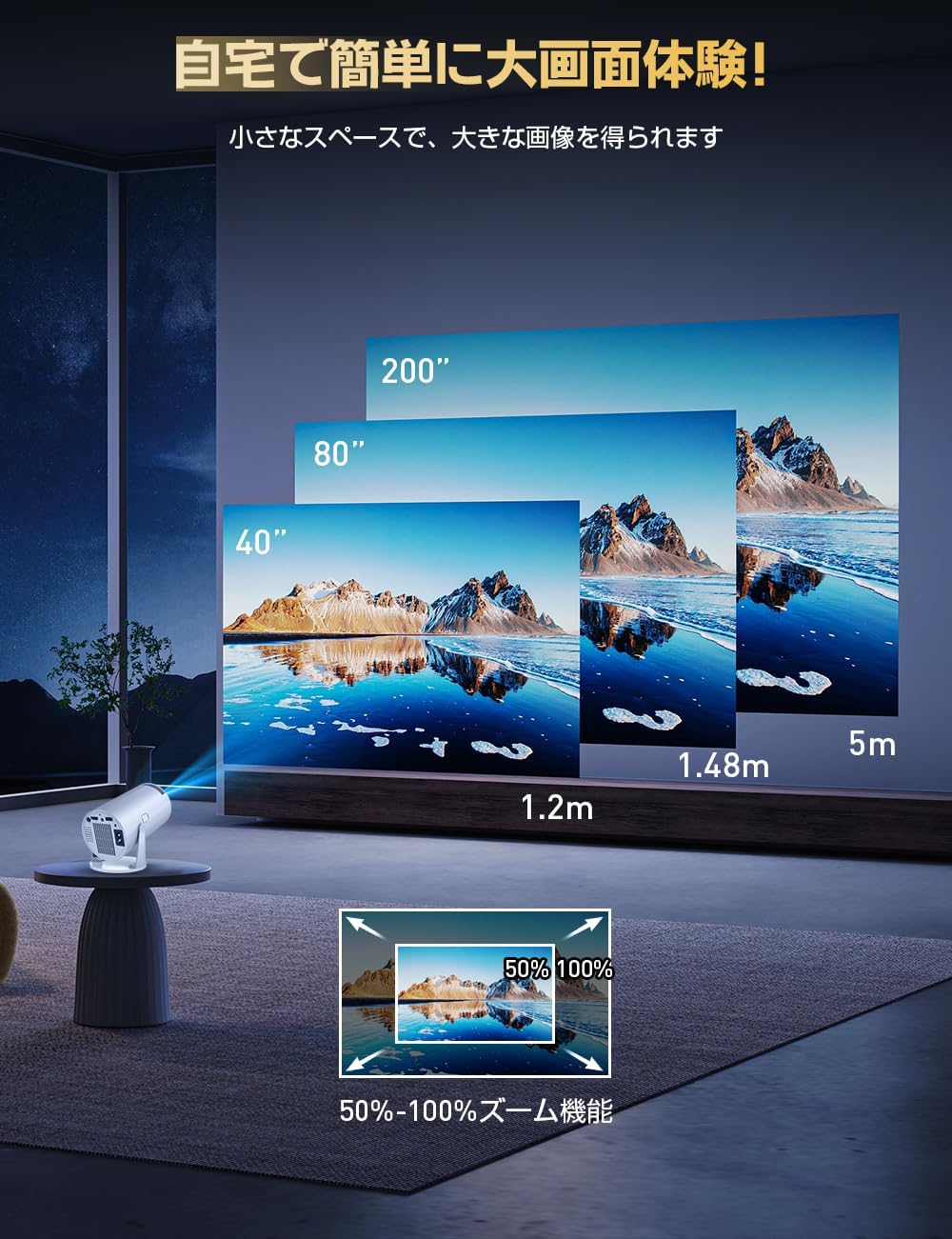 Happilaff マルチ対応スマートプロジェクター P1 | 210°回転可能・Android TV内蔵・Switch/スマホ接続可-Happilaff