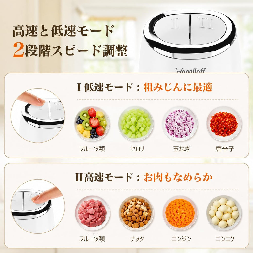 Happilaff CH-209 Food Processor | 8-in-1, 600ml, 2 Speeds