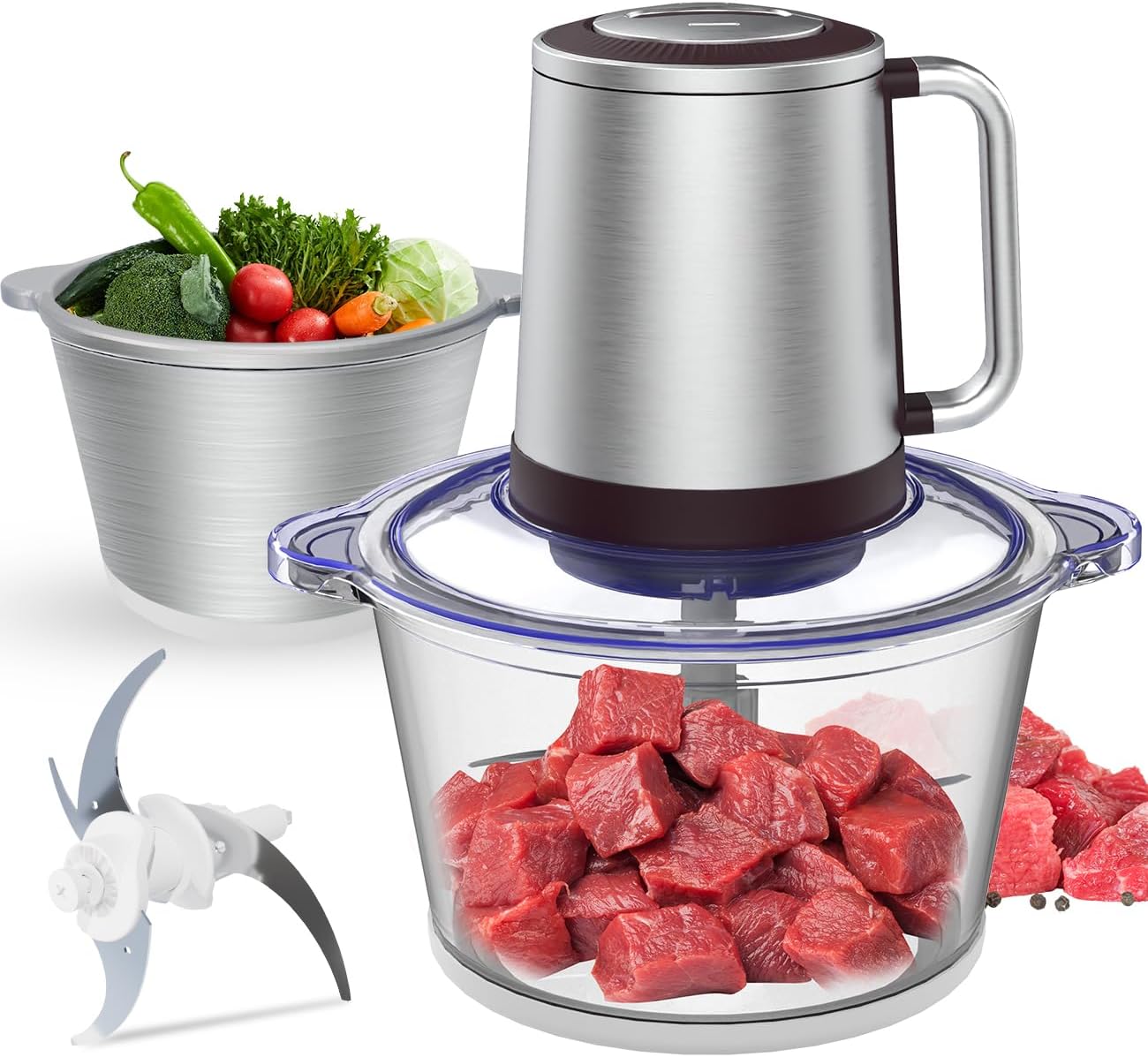 Happilaff デュアルボウルフードプロセッサー ‎CH-210 | 1.2L大容量・500Wパワー・2段階スピード