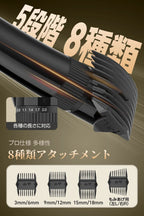Happilaff 防水ヘアクリッパー T666 | IPX7防水・安全ロック・8種類コーム付属・TYPE-C充電式-Happilaff