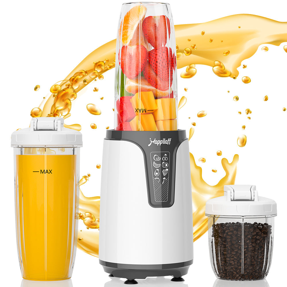 Happilaff 一台三役 ブレンダー ジューサー ミル PC-2110 | 850W高出力・コーヒー/氷も可能・3ボトル付属-Happilaff