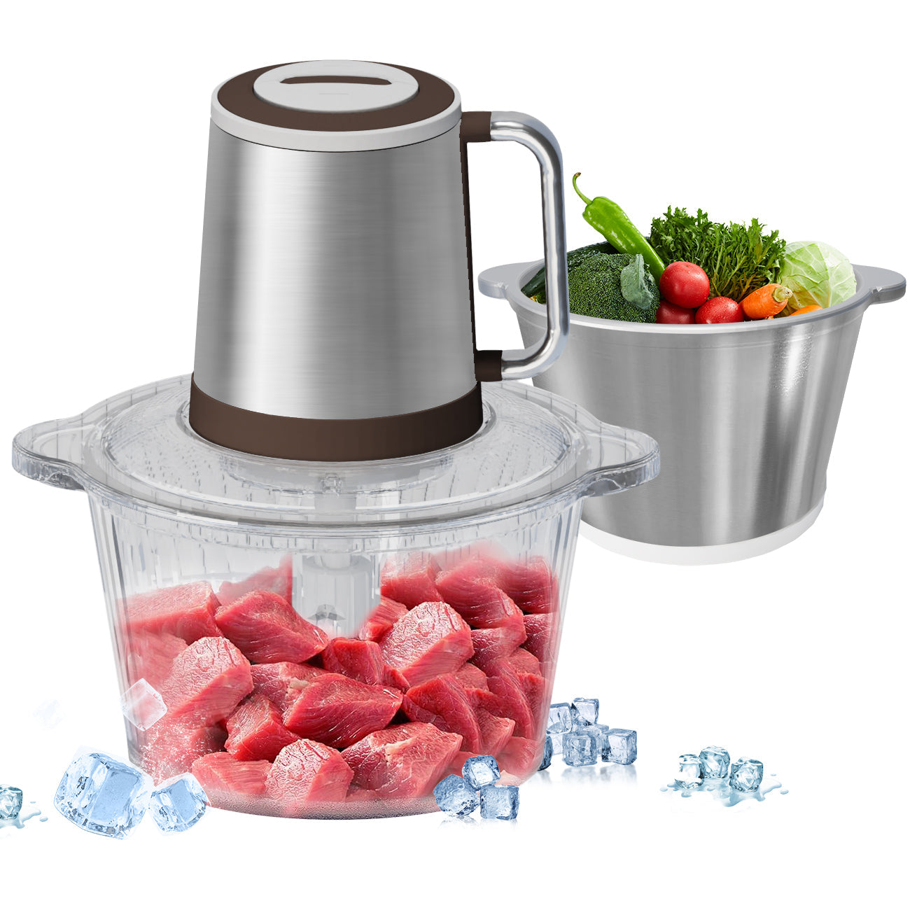 Happilaff デュアルボウルフードプロセッサー ‎CH-210 | 1.2L大容量・500Wパワー・2段階スピード-Happilaff